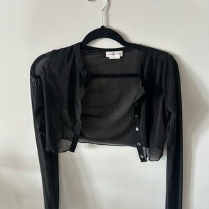 Lovers + Friends Black Sheer Crop Top
